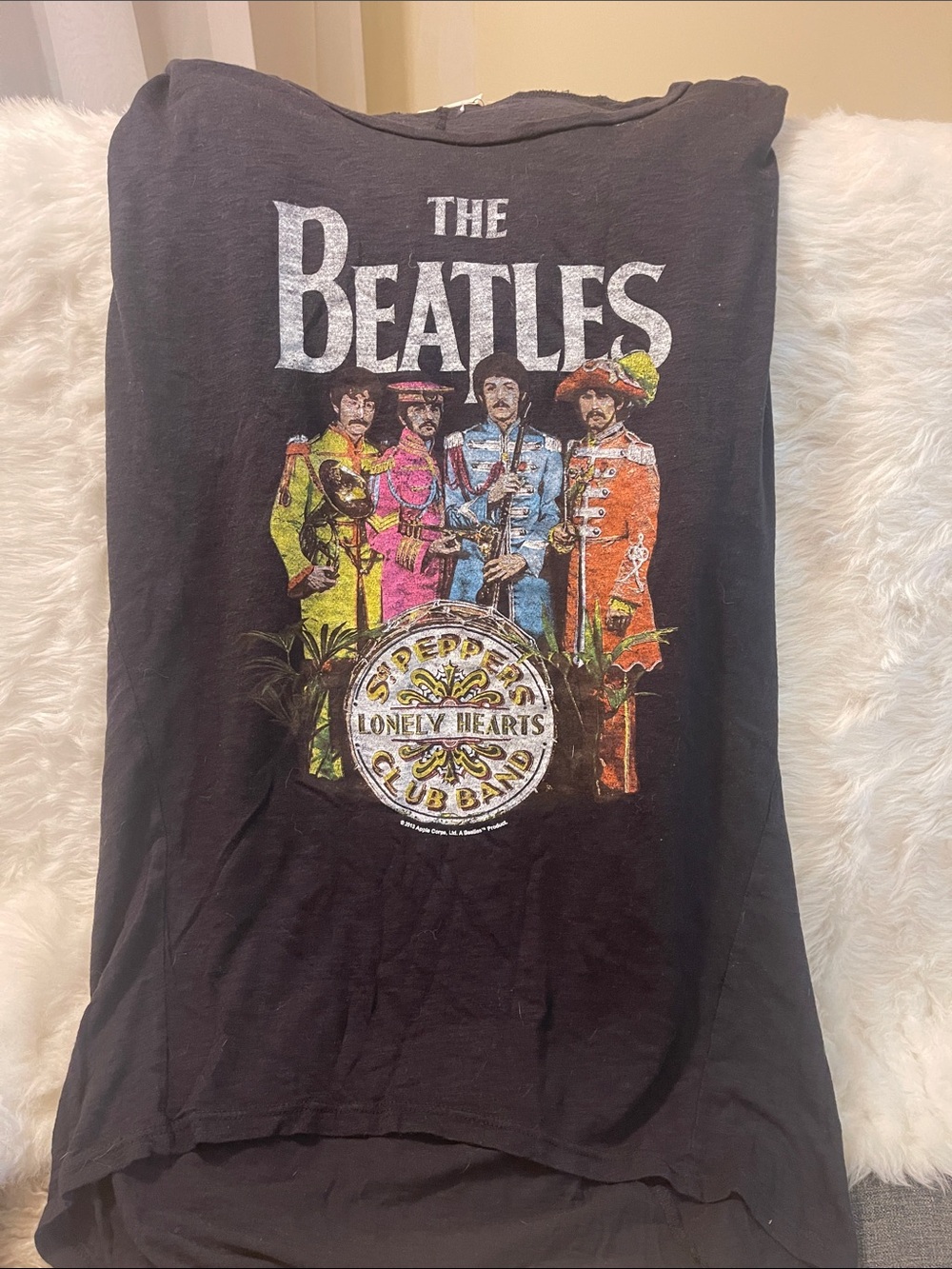 The Beatles Black Adult Tee with Multicolor Sgt. Pepper Print